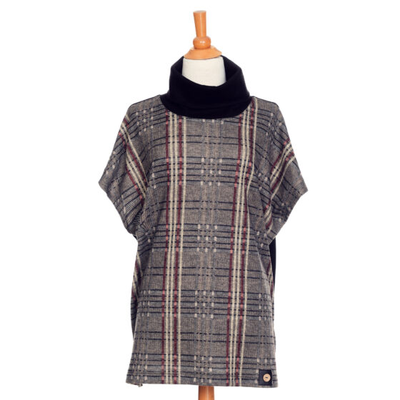 Plaid ''Borduas'' poncho-tunic