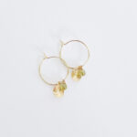 Boucles d'oreilles anneau médaillon perle Vert