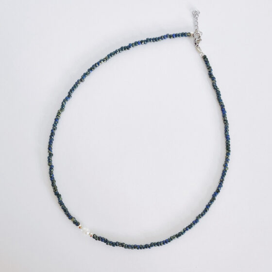 Collier de perles unies Bleu