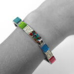 Bracelet slim étain et verre Multi