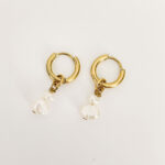 Boucles d'oreilles dormeuse double perle Or