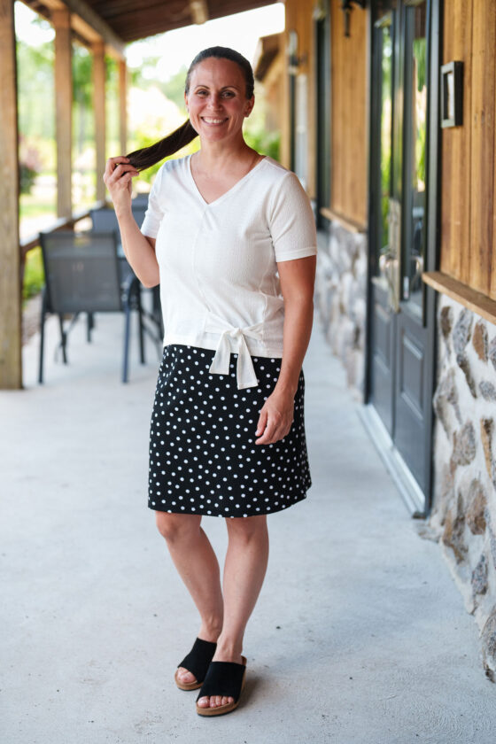 Black and white polka dot ''dancehall'' skirt