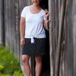 Black and white polka dot ''dancehall'' skirt