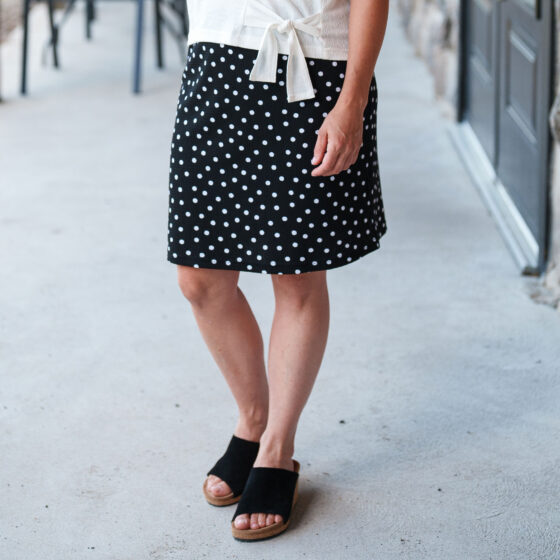 Black and white polka dot ''dancehall'' skirt