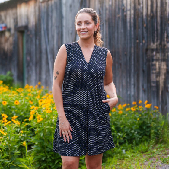 Black and white polka dots ''samba'' dress