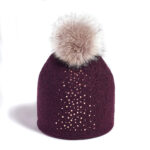 Tuque à pompon en fourrure Cascade Mountain Bordeaux