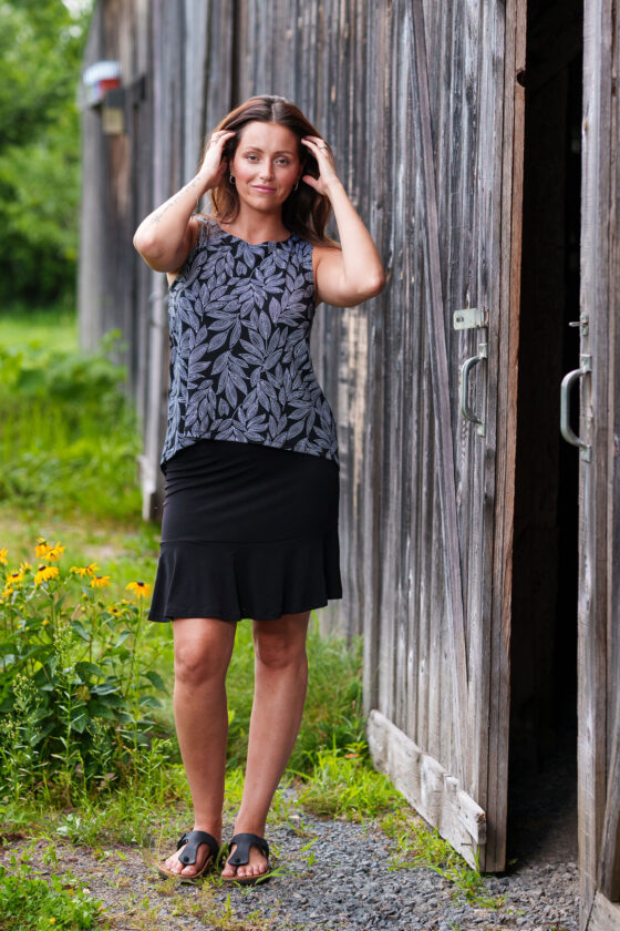 Camisole swing Feuillage noir et blanc