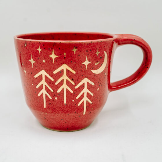 Grande tasse avec dessin or Rouge