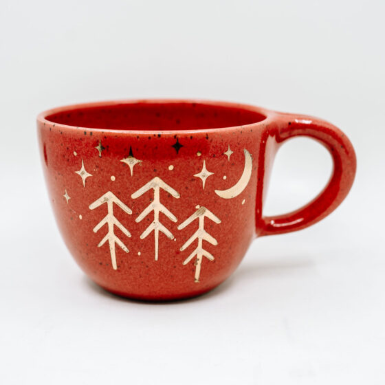 Tasse avec dessin or Rouge