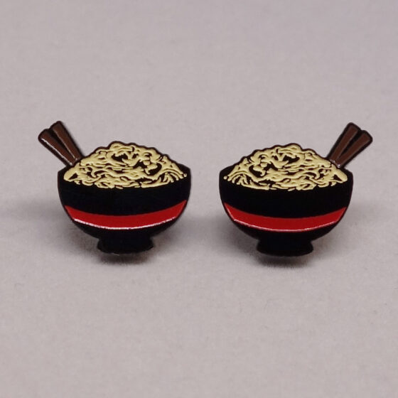 Boucle d'oreilles bol de ramen noir