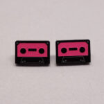 Boucle d'oreilles cassette rose