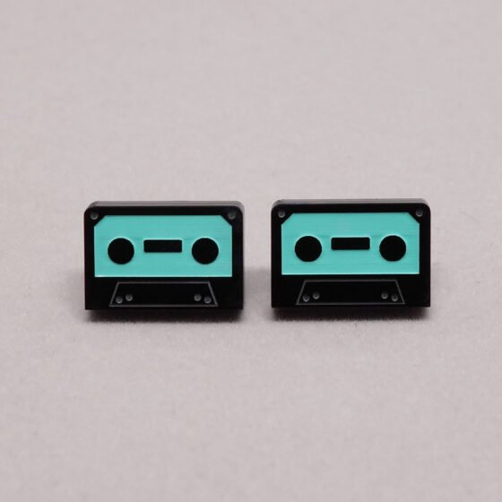 Boucle d'oreilles cassette turquoise