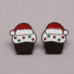 Boucle d'oreilles cupcake de Noël blanc