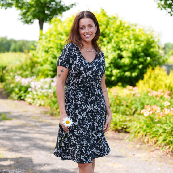 Black and white little flowers ''mambo'' dress