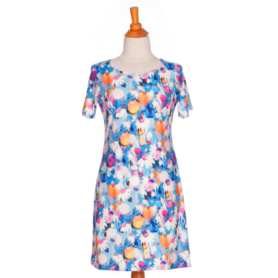 Robe expressionniste Marguerites bleu