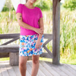 Blue daisies ''pop'' tight short-skirt